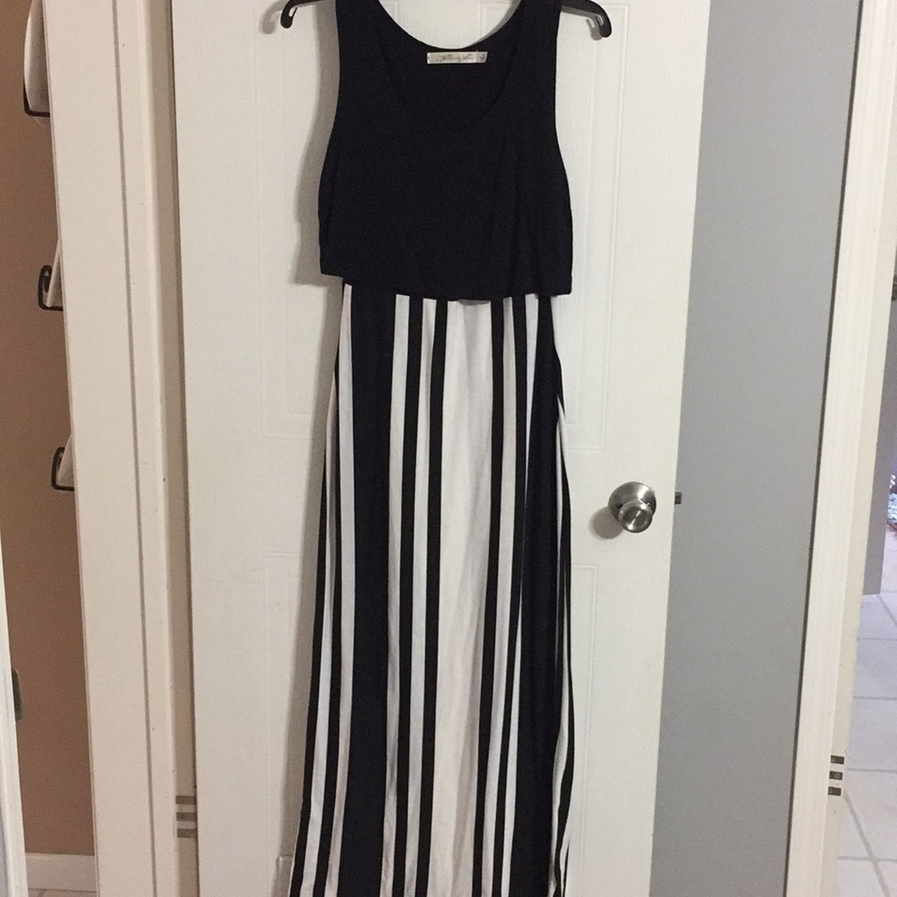 Gently used black and white floor length dress